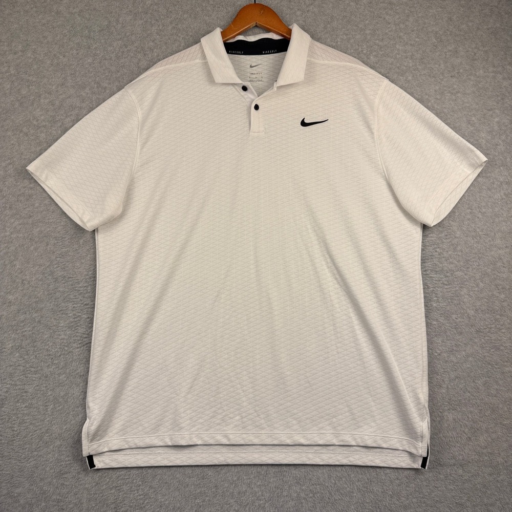 Nike Golf Dri-FIT Victory Diamond Texture Polo Mens XL White Polyester
